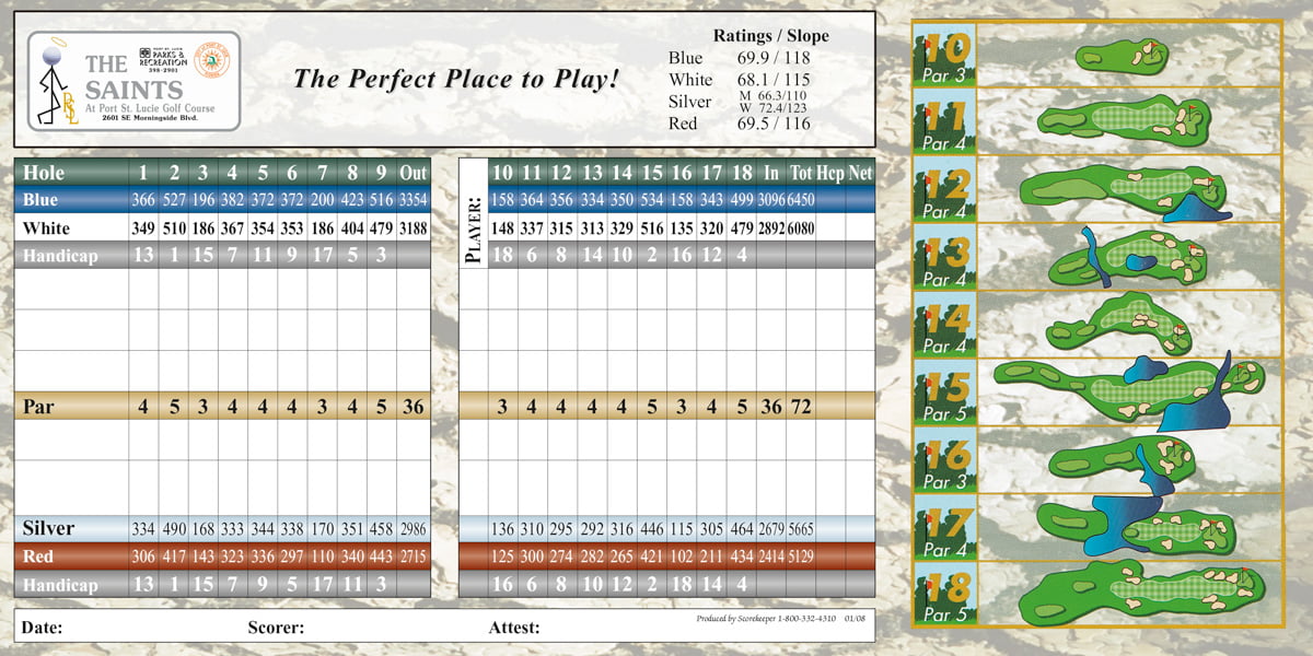 6 x 12 Inch Tri-Fold Scorecard