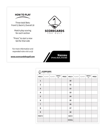 Golf Scorecards for Side Games